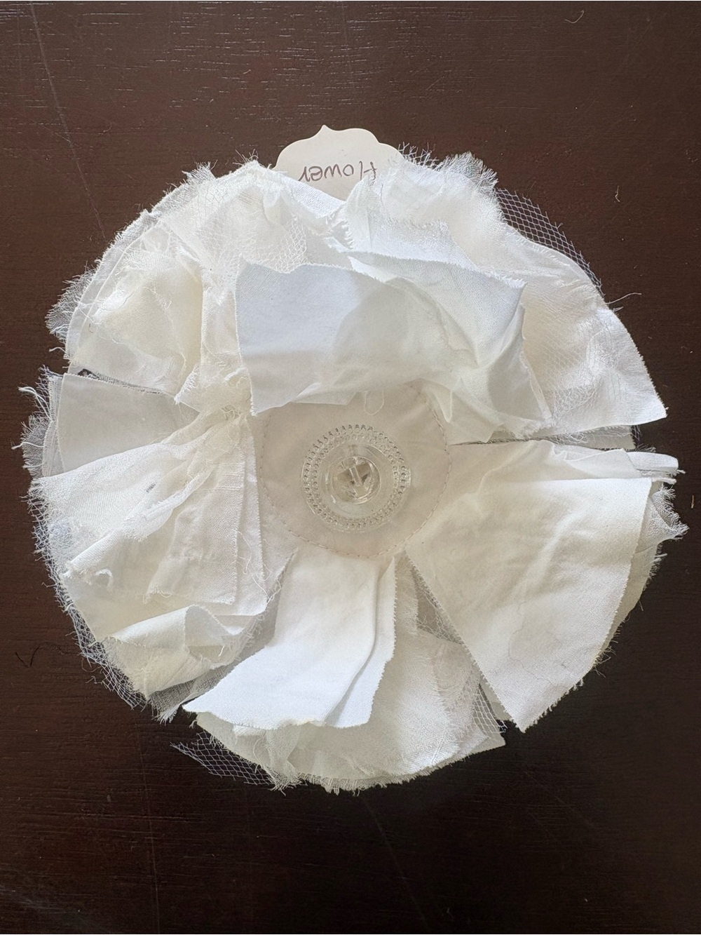 White Fabric Flower Brooch Pin - Classic Women's Accessory